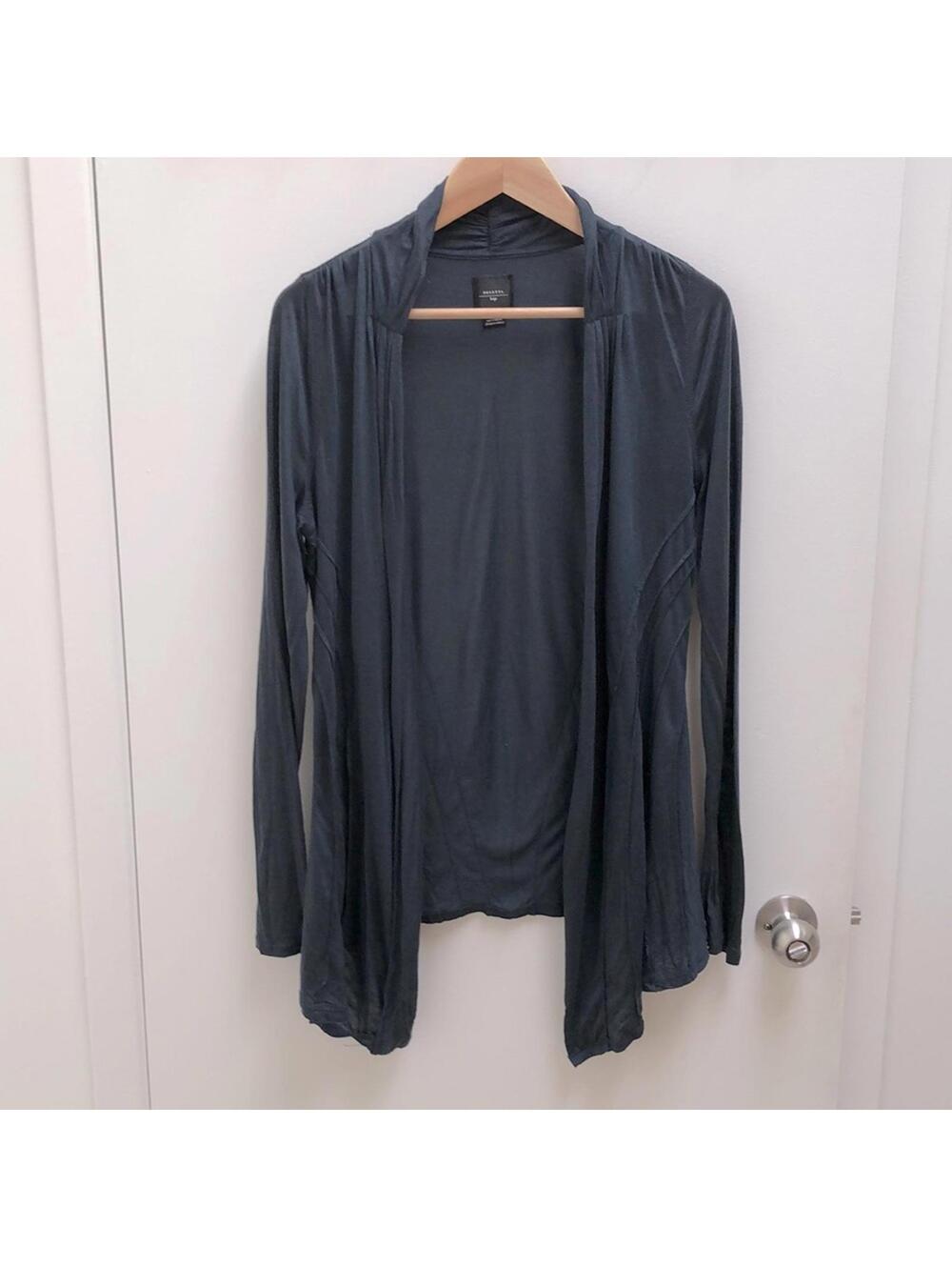Deletta - Lightweight cascading cardigan - dark teal green - large